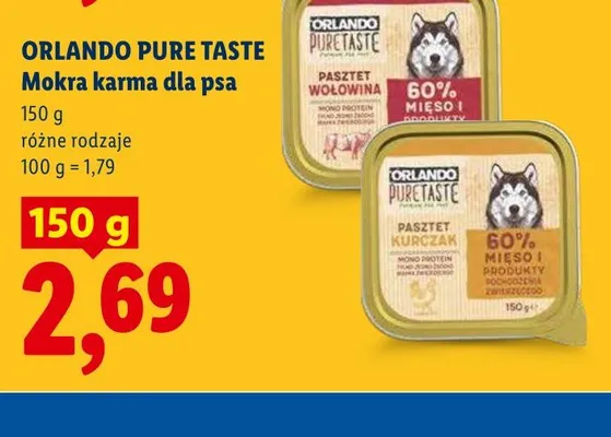 Mokra karma dla psa Orlando Pure Taste promocja w Lidl