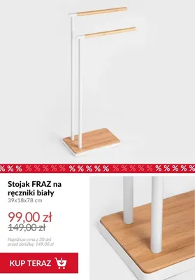 Stojak na ręczniki FRAZ biały 39x18x78 cm promocja w Homla