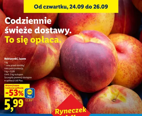 Nektarynki luzem promocja w Lidl