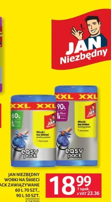 Worki na śmieci Easy Pack zawiązywane Jan Niezbędny 90 l promocja w Selgros