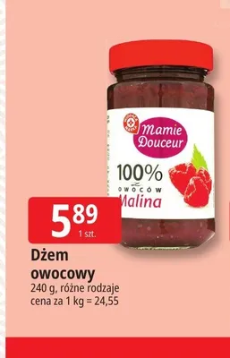 Dżem owocowy malinowy Mamie Douceur promocja w Leclerc