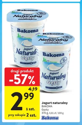 Jogurt naturalny Bakoma Gęsty promocja w Intermarche