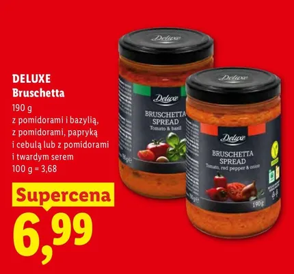 Bruschetta z pomidorami i twardym serem Deluxe promocja w Lidl