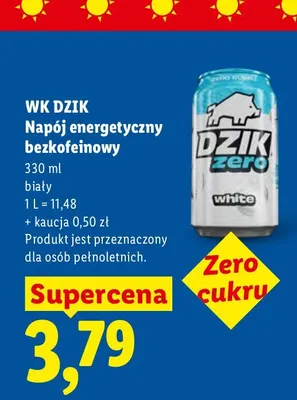 Napój energetyczny bezkofeinowy WK Dzik promocja w Lidl