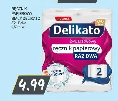 Ręcznik papierowy biały Delikato Raz Dwa promocja w Słoneczko