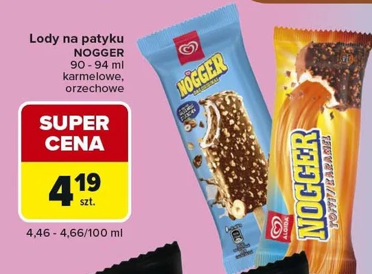 Lody na patyku Nogger orzechowe promocja w Carrefour Express