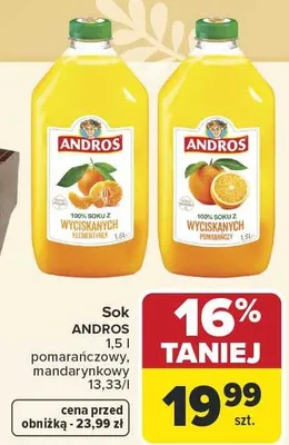 Sok pomarańczowy, mandarynkowy promocja w Carrefour