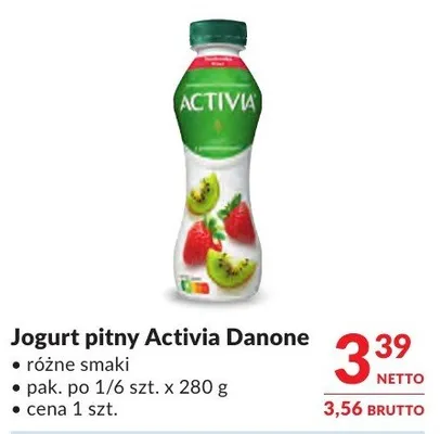 Jogurt pitny Activia Danone promocja w Makro