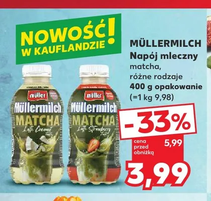 Napój mleczny Müller Müllermilch Matcha Laffi Coconut promocja w Kaufland