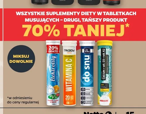 Suplementy diety w tabletkach musujących promocja w Netto