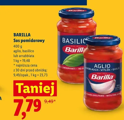 Sos pomidorowy Barilla basilico promocja w Lidl
