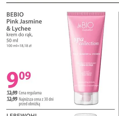 Krem do rąk Pink Jasmine & Lychee beBIO promocja w Hebe