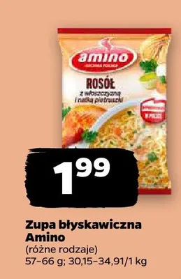 Zupa błyskawiczna Amino rosół z włoszczyzną i natką pietruszki promocja w Netto