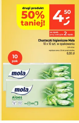 Chusteczki higieniczne Mola Aloes 10-pak promocja w Dealz