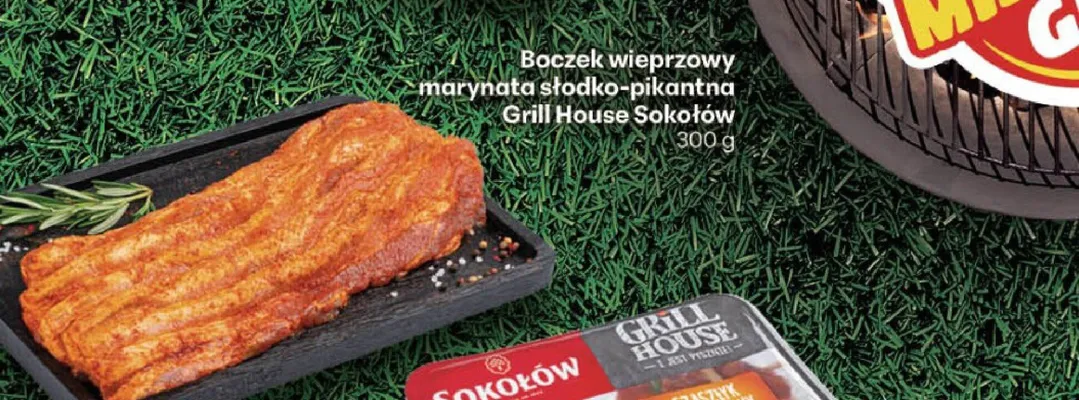 Boczek wieprzowy marynata słodko-pikantna Grill House Sokołów promocja w Delikatesy Centrum