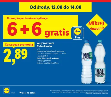 Woda mineralna niegazowana Nałęczowianka promocja w Lidl