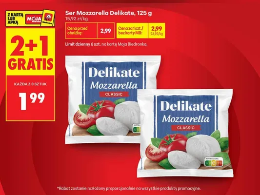 Ser Mozzarella Delikate promocja w Biedronka