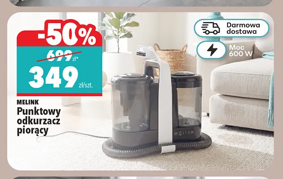 Punktowy odkurzacz piorący Melink 600W promocja w Biedronka