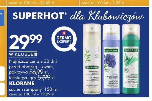 Suchy szampon Klorane Pokrzywa promocja w Super-Pharm
