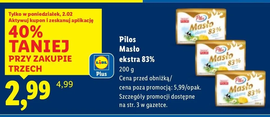 Masło ekstra 83% promocja w Lidl