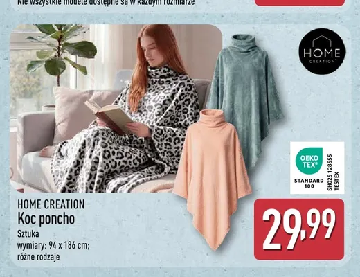 Koc poncho Home Creation 94x186 cm promocja w Aldi