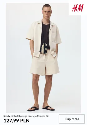 Szorty z interlokowego dżerseju Relaxed Fit H&M promocja w H&M