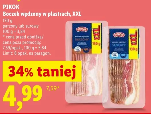 Boczek wędzony w plastrach XXL parzony promocja w Lidl