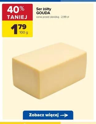 Ser żółty Gouda promocja w Carrefour