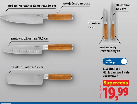 Nóż uniwersalny Silvercrest rękojeść z bambusa 20 cm promocja w Lidl