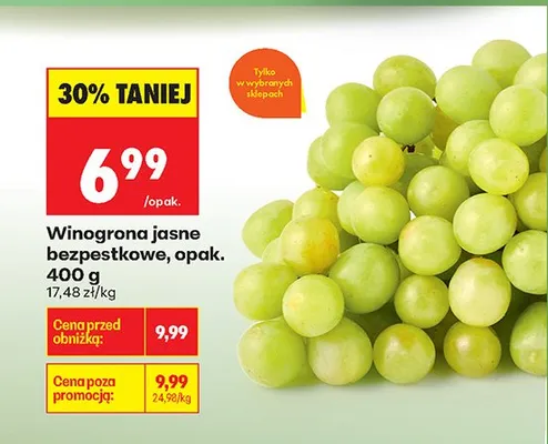 Winogrona jasne bezpestkowe promocja w Biedronka