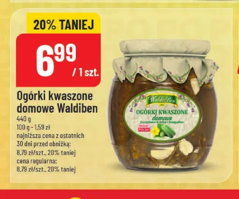 Ogórki kwaszone domowe Waldiben promocja w POLOmarket