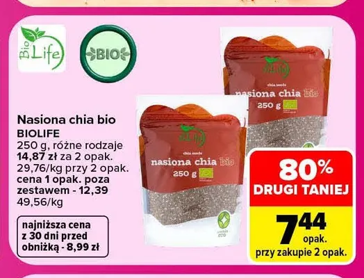 Nasiona chia bio BioLife promocja w Carrefour