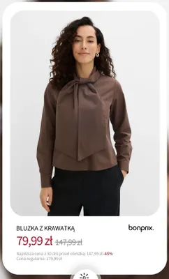 Bluzka z krawatką Bonprix promocja w bonprix