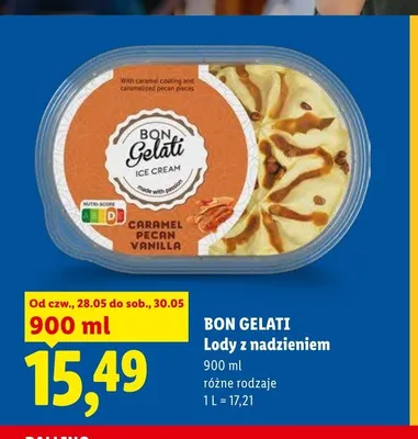 Lody z nadzieniem Caramel Pecan Vanilla Bon Gelati promocja w Lidl