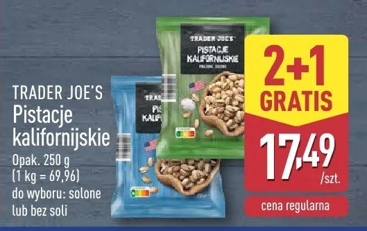 Pistacje kalifornijskie Trader Joe's bez soli promocja w Aldi
