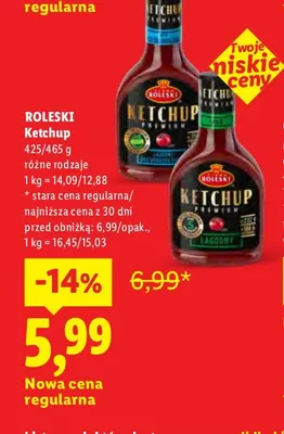 Ketchup Premium łagodny Roleski promocja w Lidl