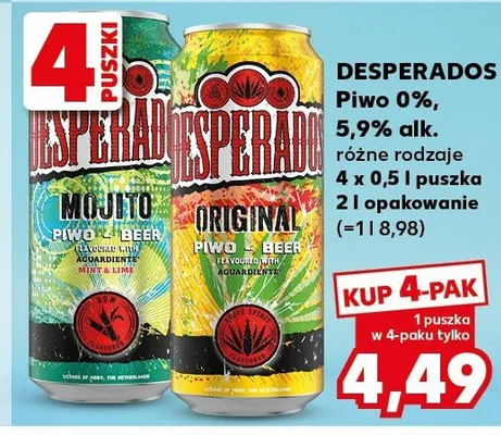 Piwo Desperados 0%, 5,9% alk. różne rodzaje promocja w Kaufland