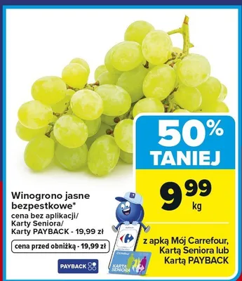 Winogrono jasne bezpestkowe promocja w Carrefour Market