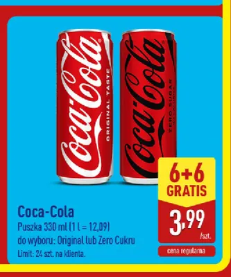 Napój gazowany Coca-Cola Zero Cukru promocja w Aldi