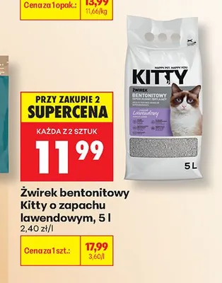 Żwirek bentonitowy Kitty o zapachu lawendowym promocja w Biedronka