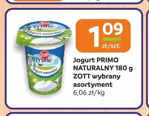 Jogurt naturalny Primo Zott promocja w Społem Częstochowa