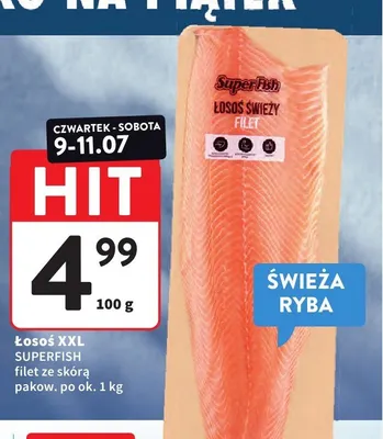 Łosoś świeży filet ze skórą SuperFish XXL promocja w Intermarche