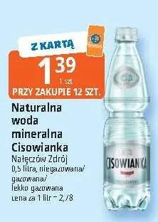 Woda mineralna gazowana Naturalna woda Cisowianka lekko promocja w Leclerc