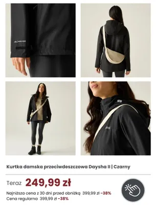 Kurtka damska przeciwdeszczowa Regatta Daysha II czarny promocja w Regatta