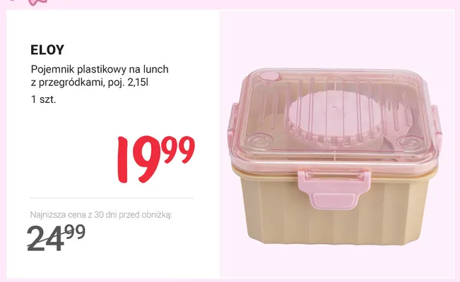 Pojemnik plastikowy na lunch Eloy z przegródkami 2,15 l promocja w Rossmann