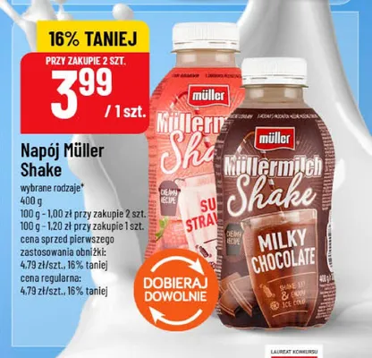 Napój mleczny Müller Shake czekoladowy promocja w POLOmarket