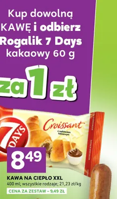 Zestaw kawa na ciepło XXL Stokrotka Express + rogalik 7 Days kakaowy promocja w Stokrotka