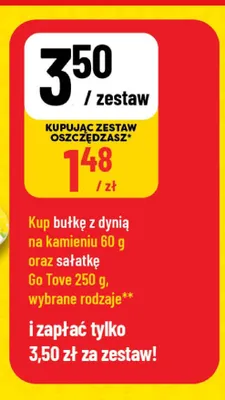Zestaw sałatka Go Tove + bułka z dynią na kamieniu promocja w POLOmarket