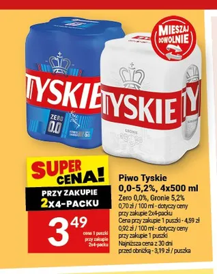 Piwo Tyskie Gronie 5,2% 4-pak 500ml promocja w Twój Market