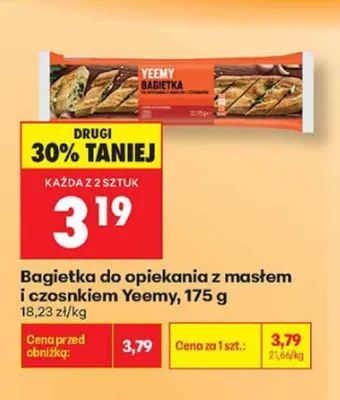 Bagietka do opiekania z masłem i czosnkiem Yeemy promocja w Biedronka